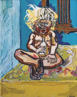 John Bratby, R.A. - Jason Bratby With His Bottle