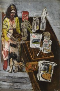 John Bratby, R.A. - Jean With Dog
