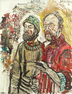 John Bratby R.A. - Self-Portrait with Man