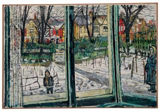 John Bratby, R.A. - Snow In The Front Garden