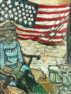 John Bratby R.A. - Sophia Brown in Blue Dress