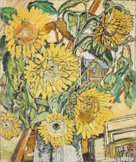 John Bratby, R.A. - Sunflowers