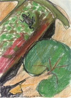 John Bratby, R.A. - The Baby Frog On A Log In A Pail of Water; And Another Similar