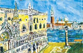 John Bratby, R.A. - The Doge\'s Palace, Venice