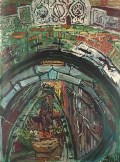 John Bratby, R.A. - The Fruit and Veg Barge