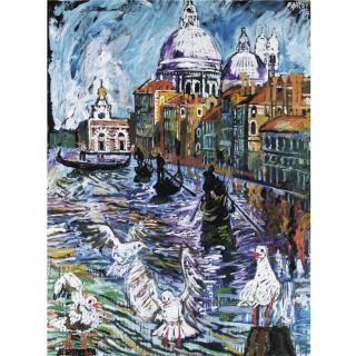 John Bratby, R.A. - The Gondoliers On The Grand Canal