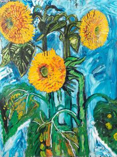 John Bratby R.A. - Three Sunflowers