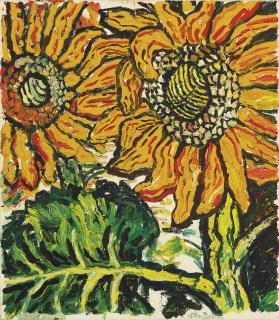 John Bratby, R.A. - Two Sunflowers