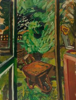 John Bratby R.A. - Wheelbarrow with Spent Hops - Autumn