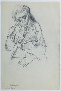 John Bratby RA - A portrait sketch of David Hampton 28 x 19cm (11 x 7 1/2in); 20 x 18cm (7 7/8 x 7 1/16in); and 29.3 x 21cm (11 9/16 x 8 1/4in). unframed, but mounted