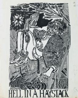 John Bratby RA - Hell in a Haystack sheet 32 x 25.5cm (12 5/8 x 10 1/16in); and 41 x 25.5cm (16 1/8 x 10 1/16in). the first unframed, but mounted; the second framed