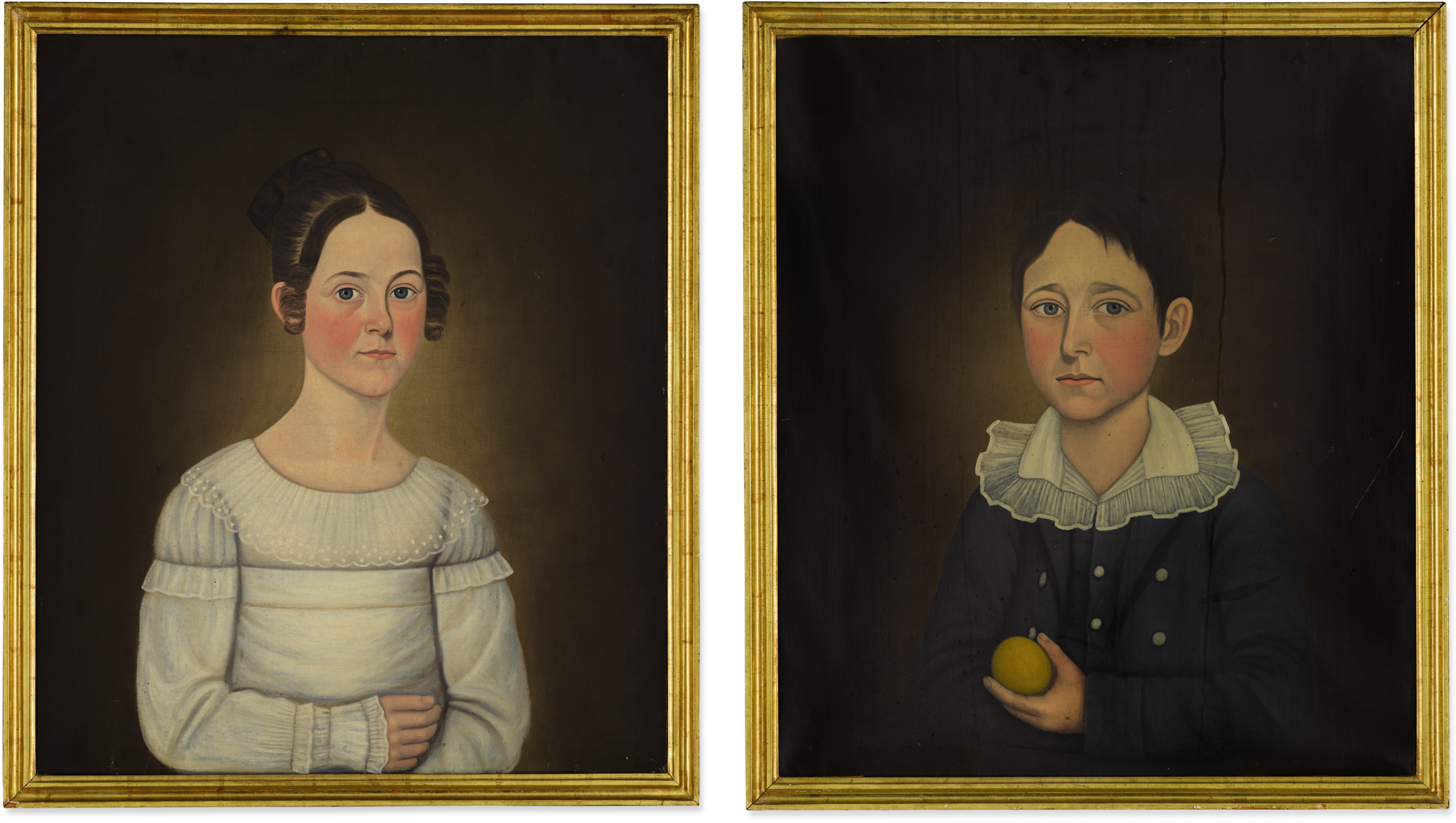 John Brewster Jr. - Pair Of Portraits: Junia Loretta Bartlett And Levi Stevens Bartlett Of Kingston, New Hampshire