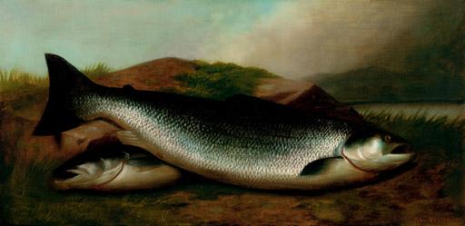 John Bucknell Russell - Salmon on a River Bank