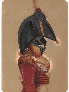 John Buncombe - An officer, probably of a militia regiment, in scarlet coat, wearing a bicorn, the shoulder belt plate with an eight-pointed silver star