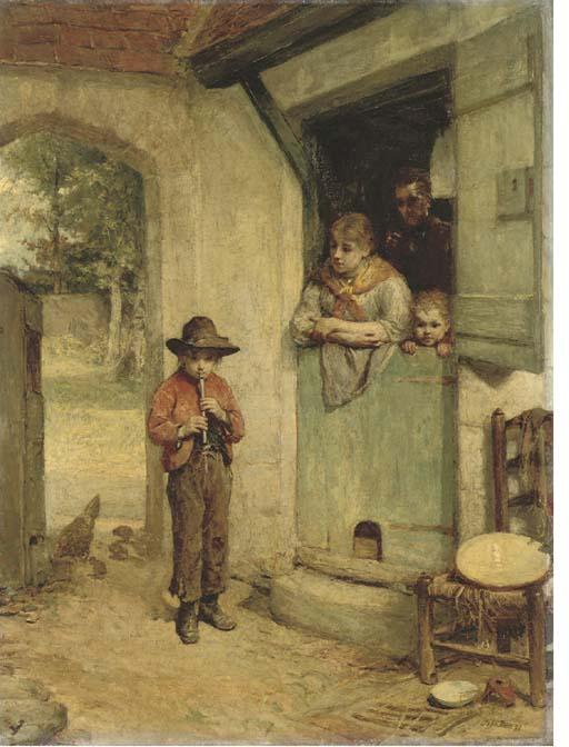 John Burr, R.B.A., A.R.W.S. - A wandering minstrel