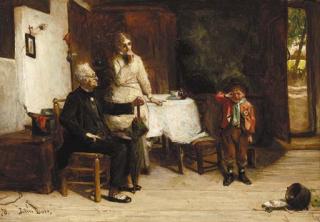 John Burr, R.B.A., R.O.I. - The schoolmaster\'s visit