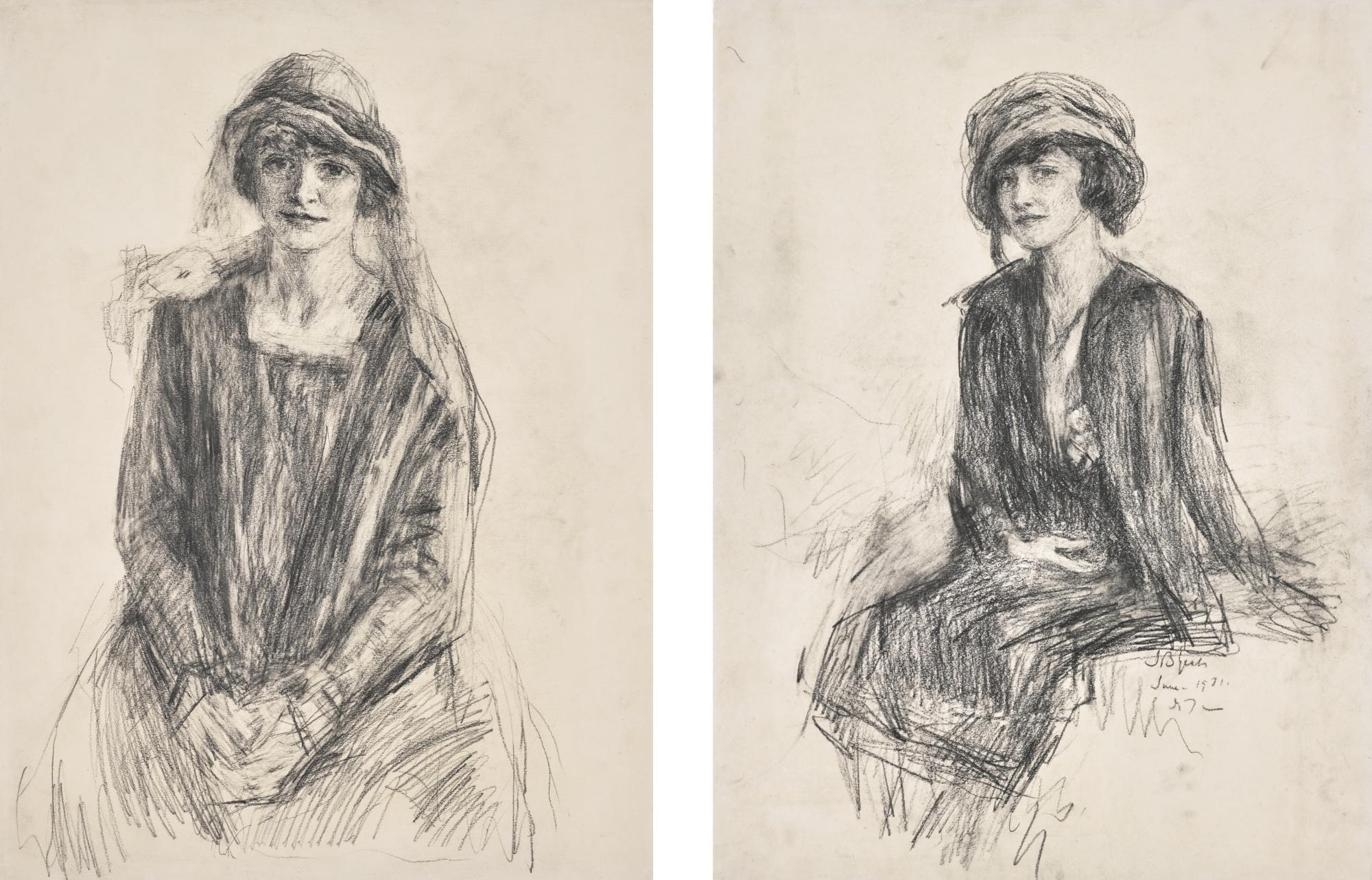 John Butler Yeats - Two Portraits Of Ladies Seated