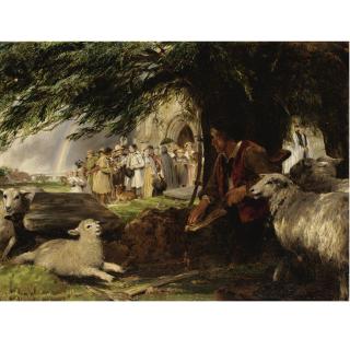 John Calcott Horsley R.A. - At The Church Door