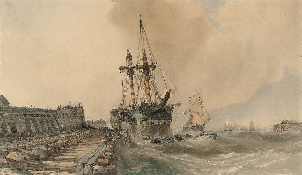 John Callow, O.W.S. - Towing in the derelict