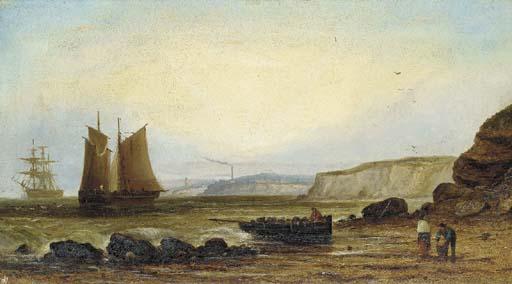 John Callow - Morning, Denham harbor from the North; Morning after a storm, wrecks ashore Tynemouth, Northumberland