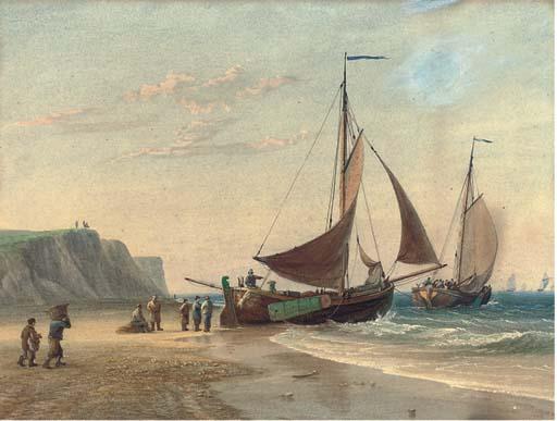 John Cantiloe Joy - Barges setting off from the beach at Cromer