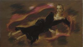 John Carroll - A Reclining Woman in a Black Dress