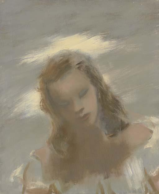 John Carroll - Head of a girl, eyes closed