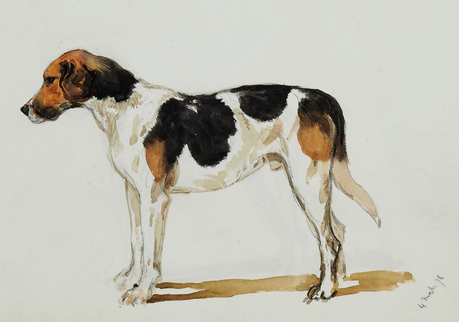 John Charlton, R.B.A. - A sketch book of studies of foxhounds, hunting scenes, and various studies