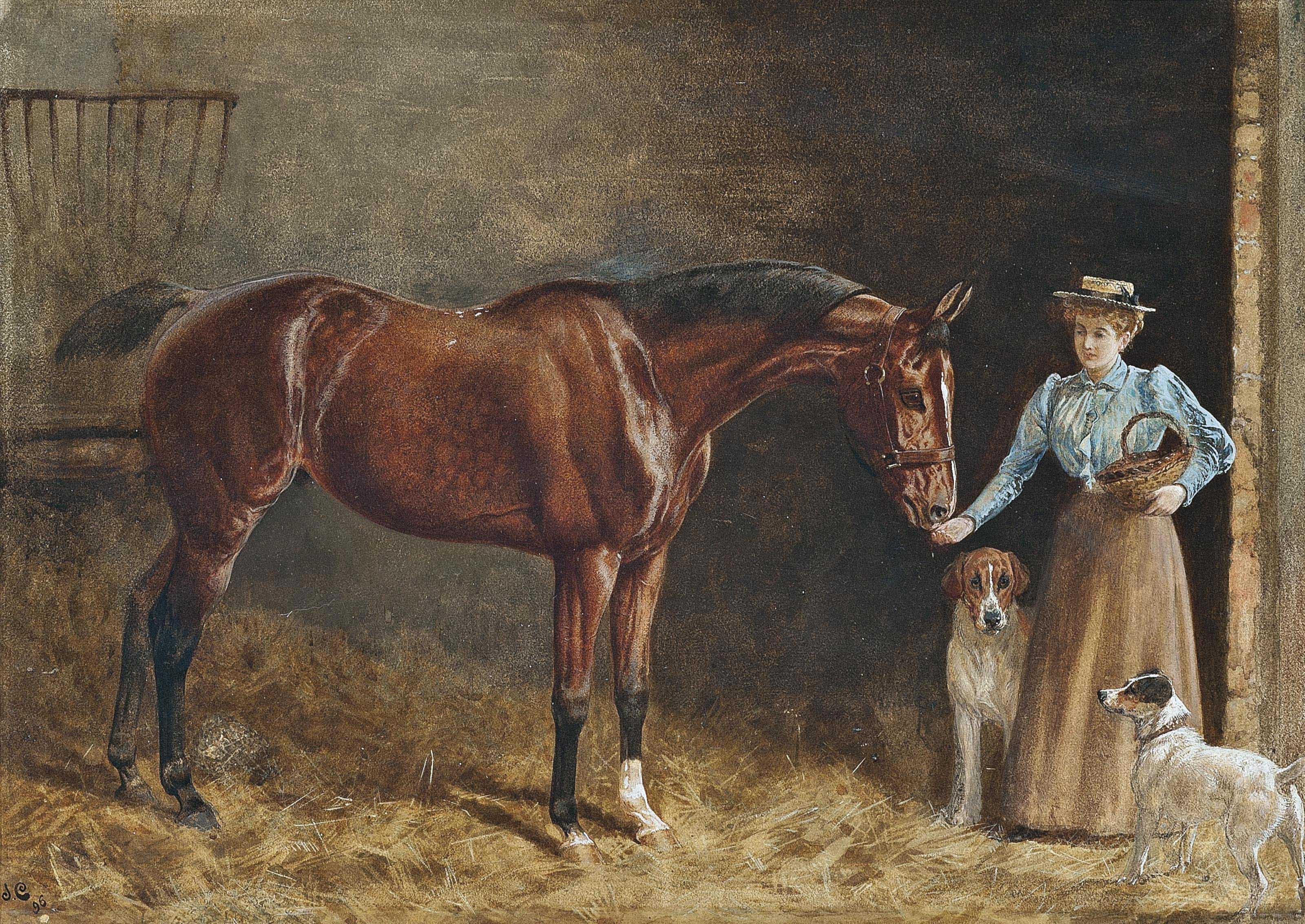 John Charlton, R.I., R.B.A. - Feeding time