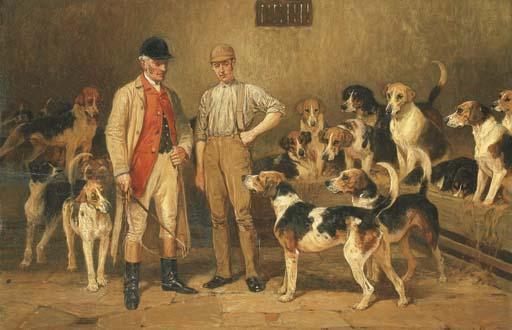 John Charlton - Hounds with Trainer and Master in the Kennel