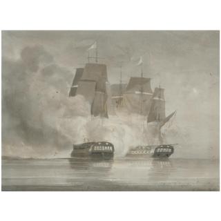 John Christian Schetky - A Drawn Battle Between The French Frigate Aréthuse And The British Frigate Amelia, 7Th February 1813