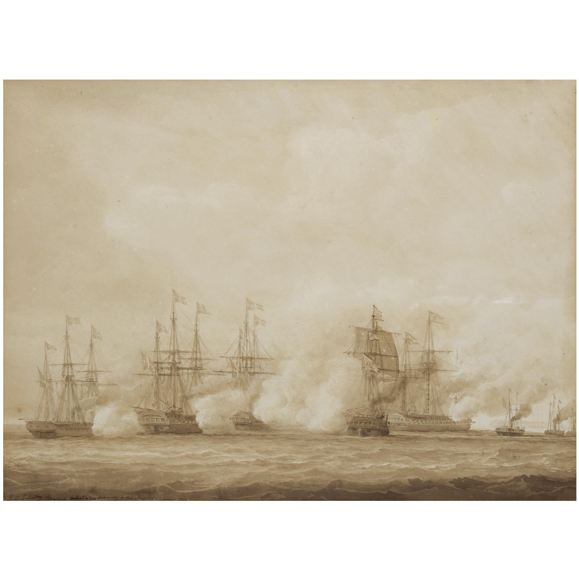 John Christian Schetky - A Naval Action Between The Austrians And The Danes, Off Heligoland, 9 May 1864