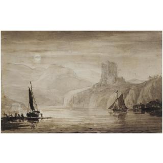 John Christian Schetky - Boats On The River Tweed, Overlooked By Norham Castle