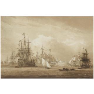 John Christian Schetky - H.M.S Victory And Other Ships In Portsmouth Dockyard