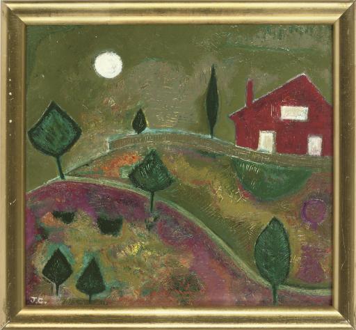 John Christopherson - House Near Kenwood; Hill Cottages At Night (2); Scrapyard Crane; And Barges By A Factory