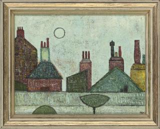 John Christopherson - Roof-Tops And Chimneys, Holly Mount (3); Kiosk At Night, Venice; And Steeple And Moon