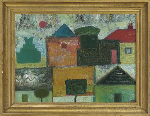 John Christopherson - Ruined Cottages And Trees; Rooftops At Hampstead; The Deserted Cottage; And Chequered Landscape