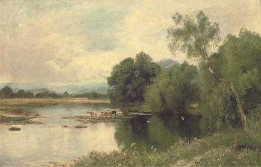 John Clayton Adams - Cattle watering by a tranquil river
