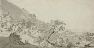 John Cleveley, Jun. - A View of Cintra, Portugal, The Royal Palace Beyond