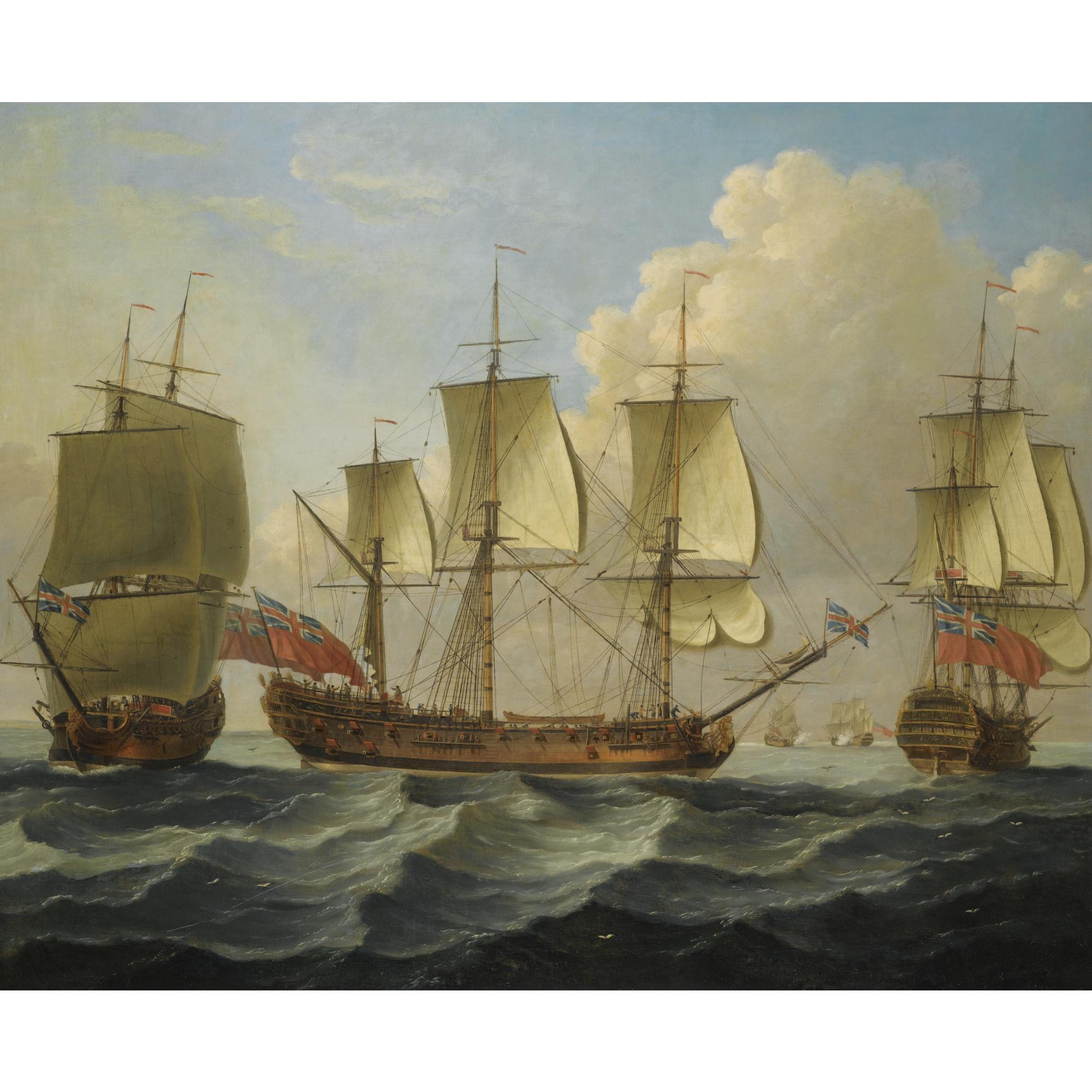 John Cleveley The Elder - An East Indiaman In Three Positions