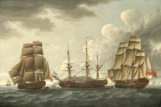 John Cleveley The Elder - H.M.S. Tryall In Three Positions Off Antigua