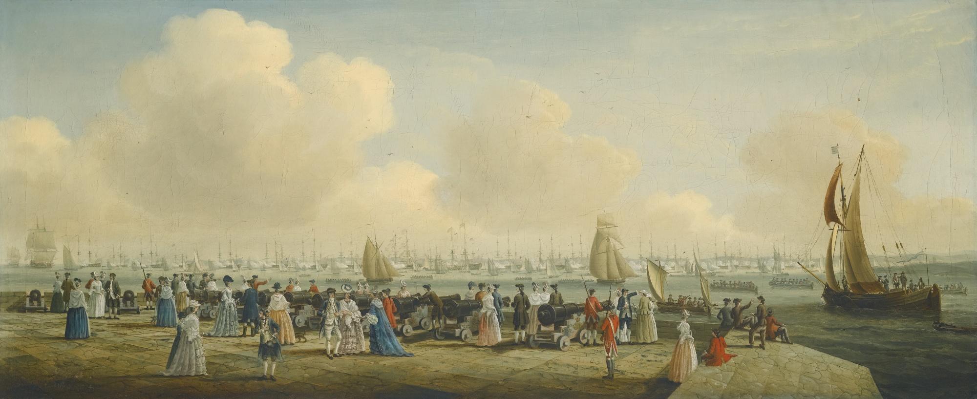 John Cleveley The Elder - King George Iii Reviewing The Fleet At Spithead, Off Portsmouth Harbour