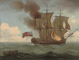 John Cleveley, The Elder - The Luxborough Galley on fire