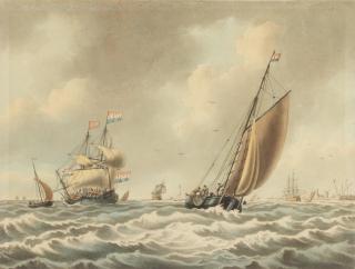 John Cleveley the Younger - Dutch vessels off the coast with a fishing smack