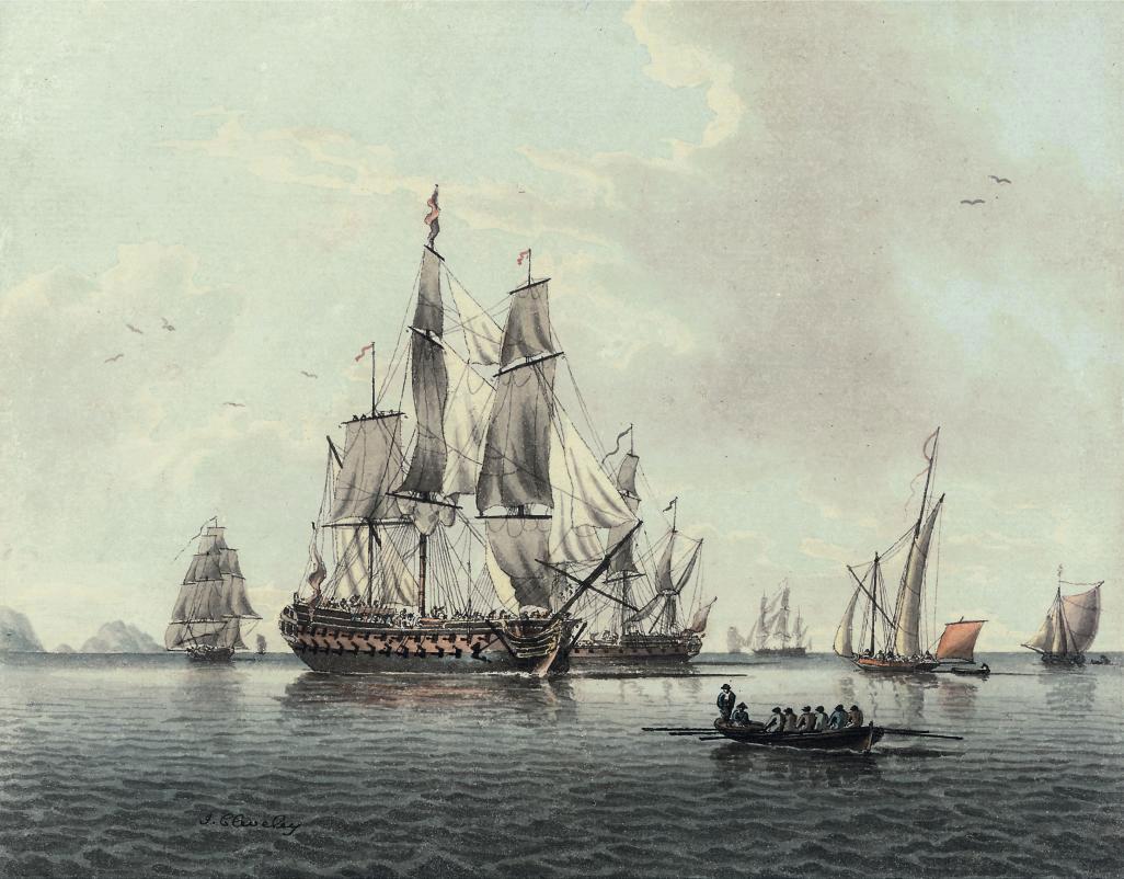 John Cleveley, The Younger - Ships of the fleet and other smaller vessels becalmed off the Needles