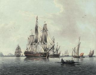John Cleveley, The Younger - Ships of the fleet and other smaller vessels becalmed off the Needles