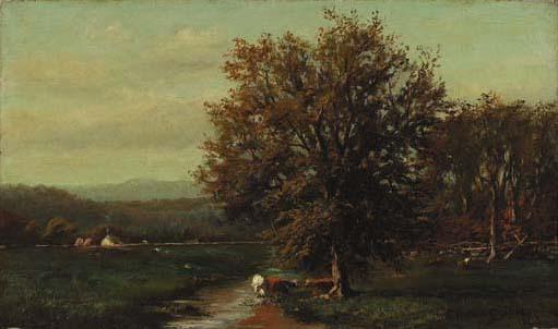 John Clinton Ogilvie - Cows by a Stream