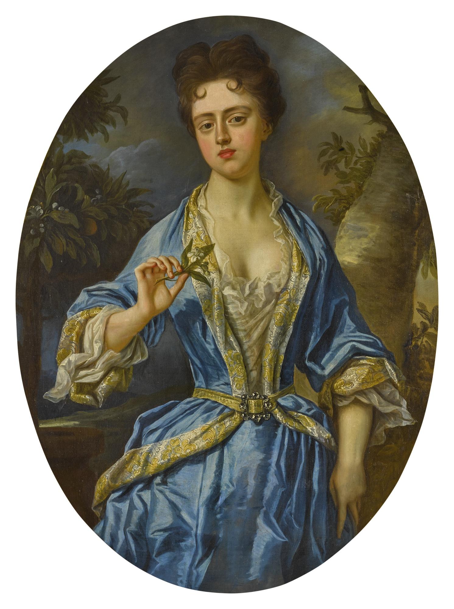 John Closterman - Portrait Of A Lady, Probably Mary Hale, Lady Coke Wife Of Sir Thomas Coke, Three-Quarter Length