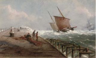 John Connell Ogle - A Breezy Day At The Harbour Mouth, Yarmouth