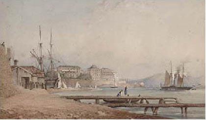 John Connell Ogle - A Paddlesteamer Lying Off Corfu Before The Palace